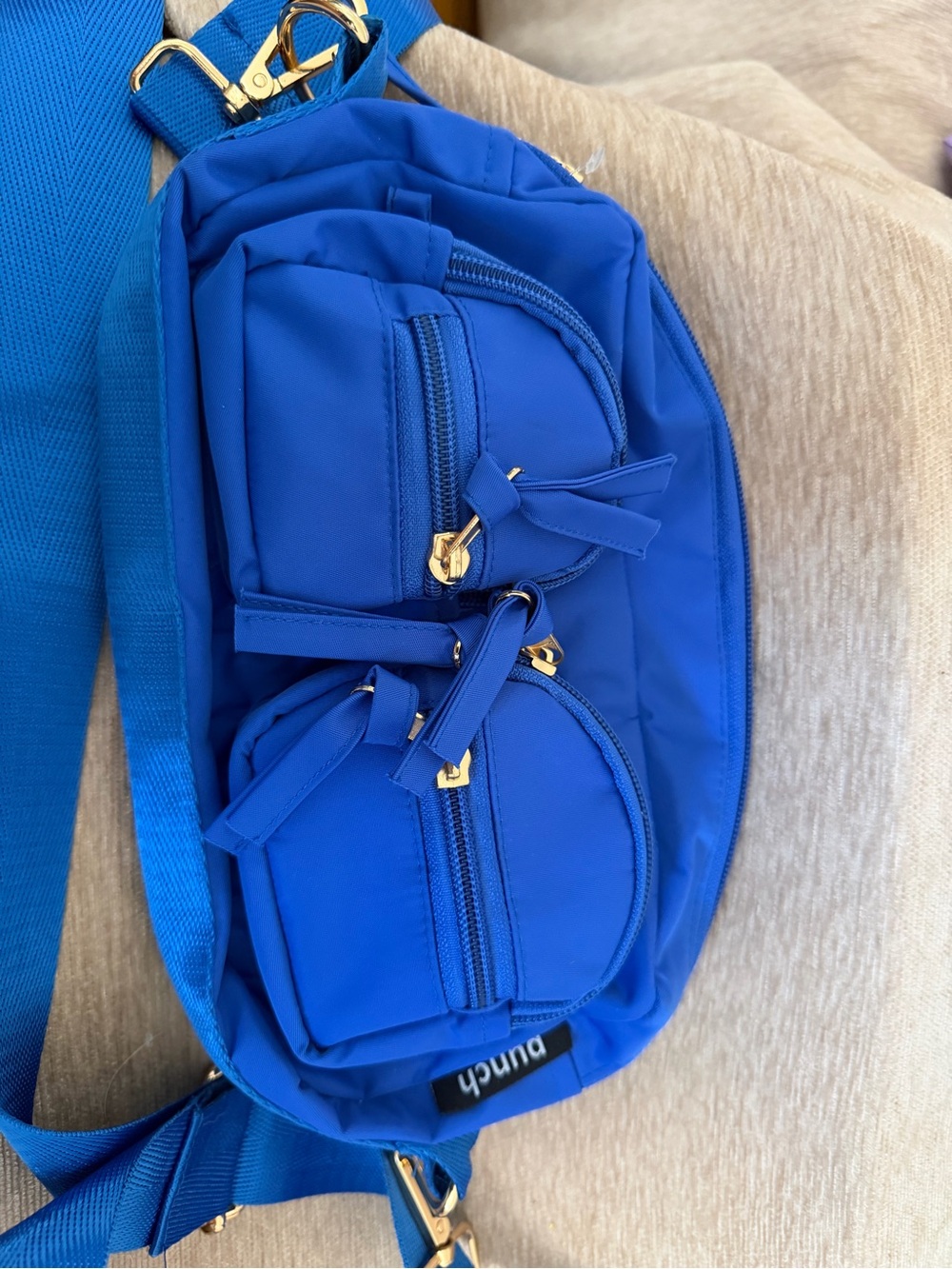 Royal/Cobalt blue fanny pack, brand new with gold hardware.
